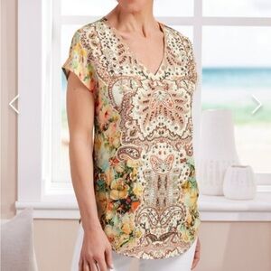 NEW Soft Surroundings Patria Tunic Top. Beaded paisley M